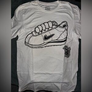 The Nike Tee Athletic Cut White and Black Collab Tee Cortez - NEW SMALL